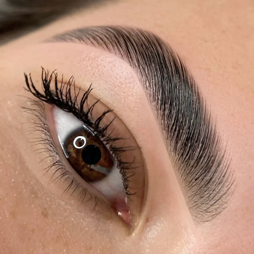 Defined lashes and laminated brows