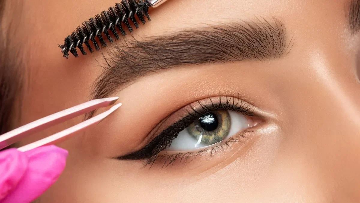 Professional eyebrow shaping treatment
