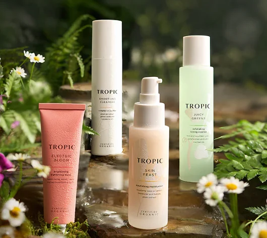 Tropic skincare products used for facial treatments — branded visual